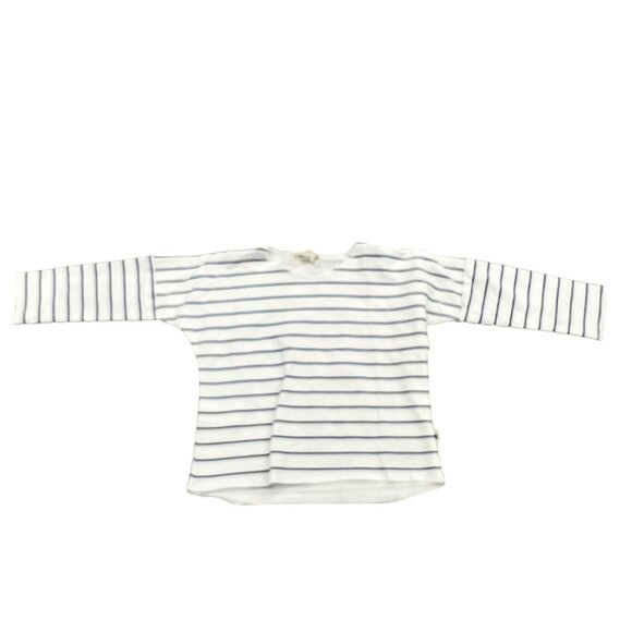 Petit Indi Organic Cotton Striped Long Sleeve Shirt 12-18 Months White & Navy - Picture 3 of 6